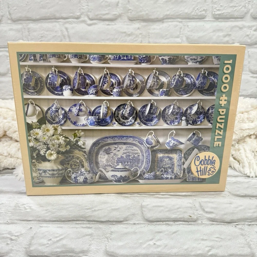 Cobble Hill Jigsaw Puzzles Deluxe 1000 Piece Puzzle TEA CUPS CHINA Hutch - NEW